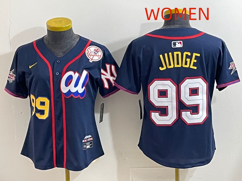 Women  2025 New York Yankees #99 Judge dark Blue All star Nike MLB Jersey style 0016->women mlb jersey->Women Jersey